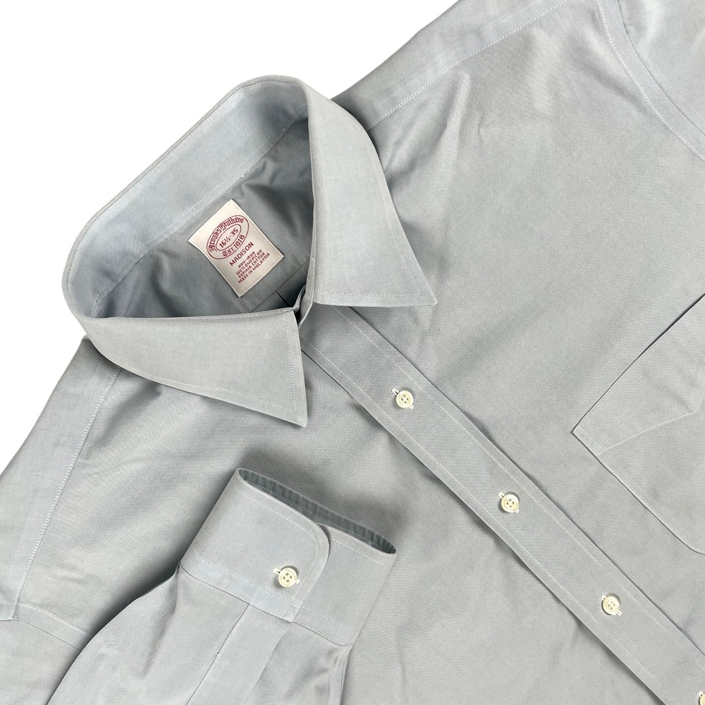 Brooks Brothers Shirt Mens 16.5 Blue Madison Fit Long Sleeve‎ Button Down EUC